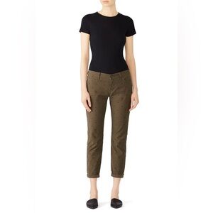 Current/Elliott Easy Stiletto Crop Pants Olive Green Black Polka Dots Women’s 28